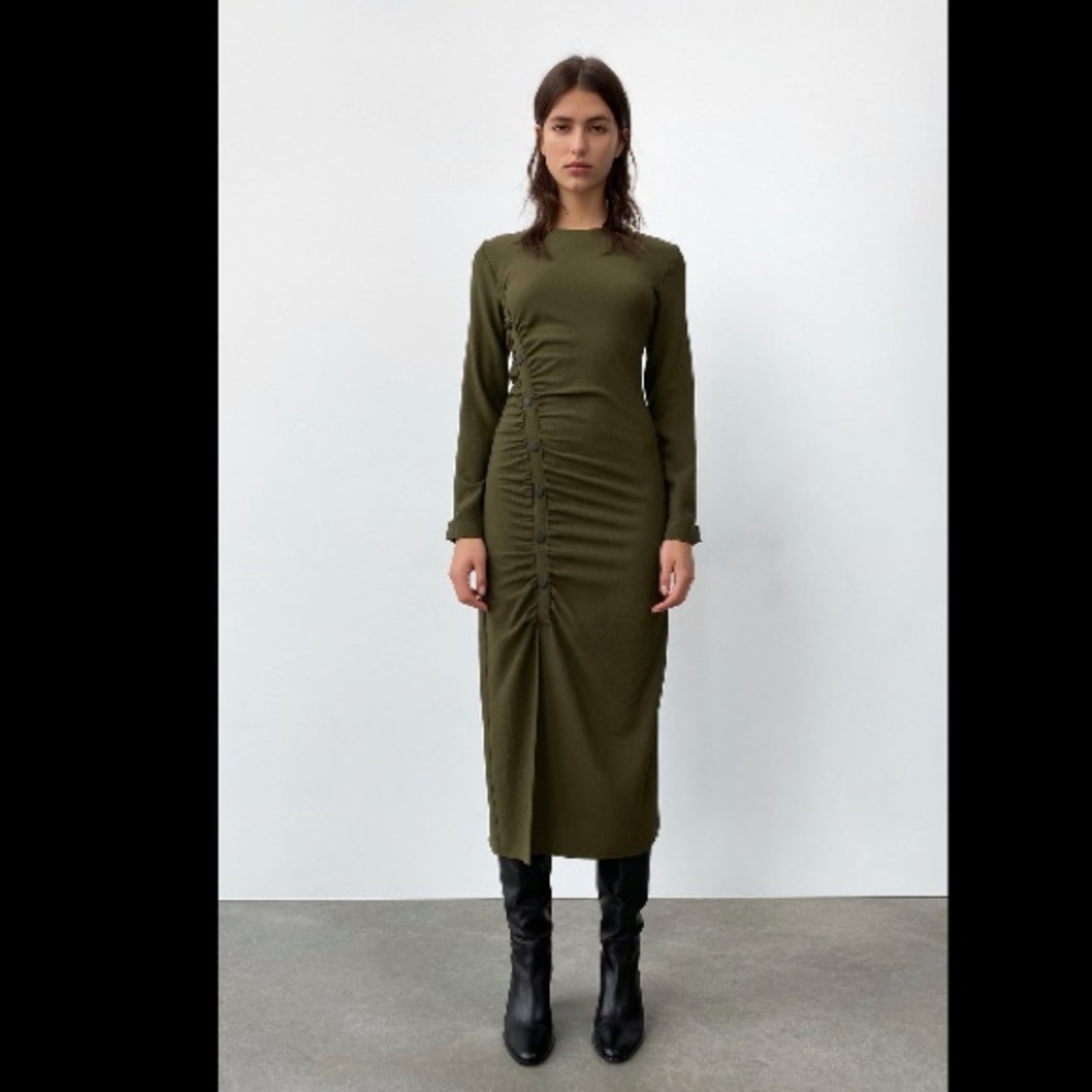 ZARA DRAPED MIDI DRESS